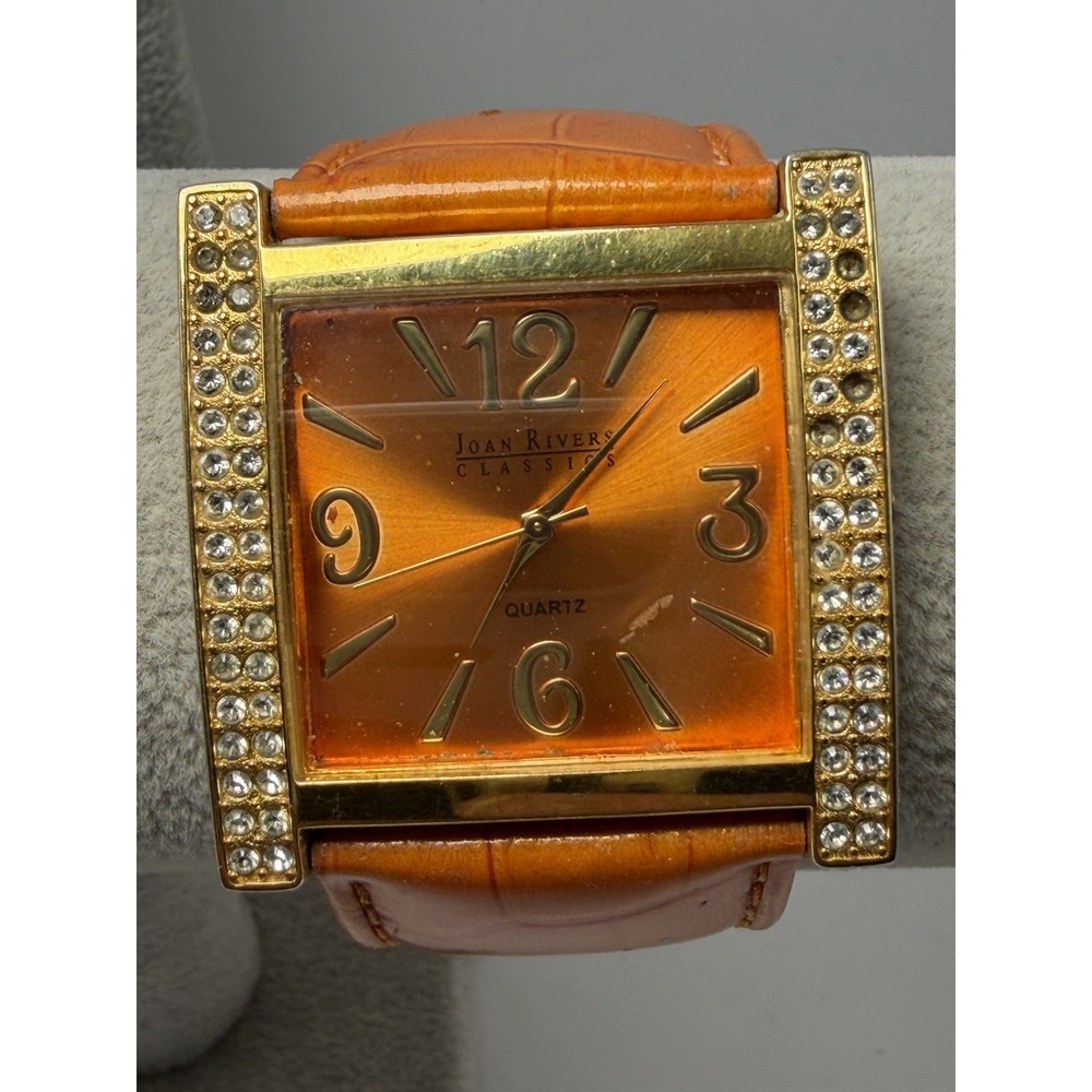 Joan Rivers Classics New Battery Ladies Watch 39MM 7.5" Orange Leather Band